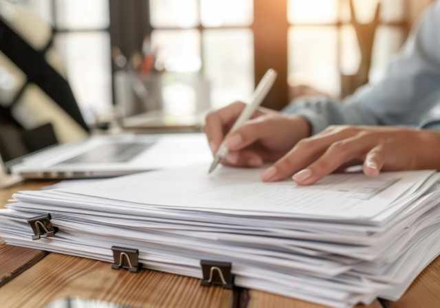 The hand writing on documents